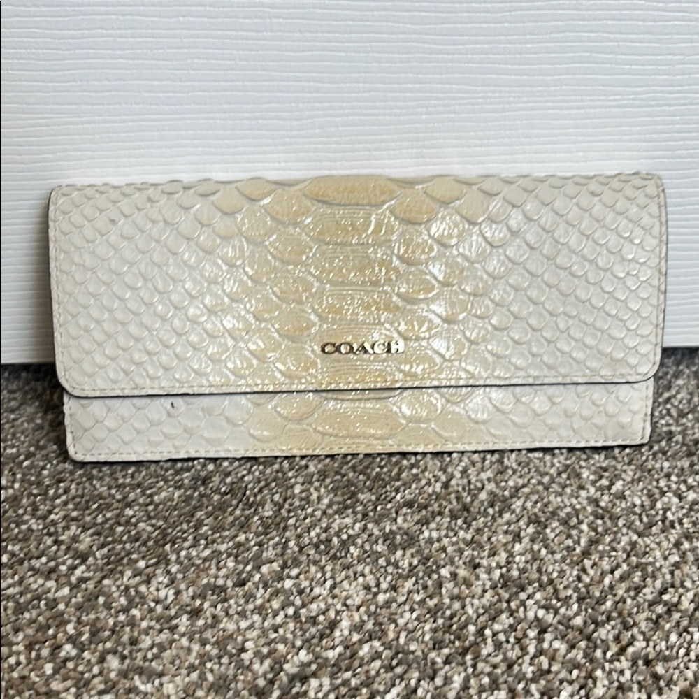 Coach Cream Snake Print Wallet